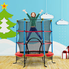 Qaba - Trampoline pour enfants avec filet de protection - 175 cm de diamètre - Multicolore-L'enceinte de sécurité et les poteaux de rembourrage épais empêchent le cavalier de glisser accidentellement 