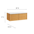 Modway Kinetic 49" Wall-Mount Office Desk With Cabinet and Shelf - White Natural-Flip-Up Cable Management Compartment