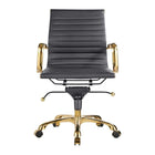 Plata Import - Antoni chaise de bureau en cuir PU tapisserie d'ameublement cadre doré à dossier bas, Noir-Socle Chrome'