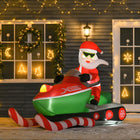 HOMCOM Lit Inflatable Santa on Snowmobile Christmas Yard Decoration-Automatically inflate after power-on for easy setup 