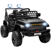 Qaba 12V Kids Ride on Truck Car with Remote Control, Openable Doors - Black-12V kids UTV possesses dual motors, offering 60 minutes of run time 