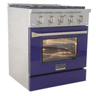 Kucht 30" KNG Series Pro Style Propane Gas Range - Stainless Steel/Blue-High-quality metal control knobs