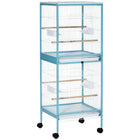 PawHut - Cage à oiseaux 2 en 1 avec roues, plateau amovible 55 po H - bleu clair-Construction en acier solide et durable 