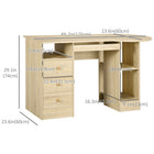 HOMCOM 49.25" Computer Desk with Drawers - Natural-Adjustable shelf makes it accommodate the CPU stand