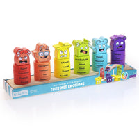 Open The Joy Sorting My Emotions Wooden Stacking Rings - French Version-The child will match the rings of the same colour on the rods, can have fun imitating the faces of their favorite characters, and perhaps, as a parent or caregiver, you can teach them vocabulary related to emotions.