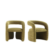 Manhattan Comfort - Lot de 2 chaises de salle à manger Corvette 28,7 po style mid-century moderne, revêtement en velours vert olive-Chaises de salle à manger Mid-Century Modern parfaites pour une utilisation dans la salle à manger lot de 2
