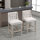 HOMCOM Counter Height Modern Upholstered Bar Stools - Beige - 2 Pack-Linen-touch polyester fabric and rubberwood legs for easy cleaning and stability
