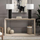 Hudson&Canal Warren 27.25" Tall Table Lamp with Fabric Shade - Blackened Bronze/White-Rated for one 60W incandescent bulb - 9W LED bulb, 13W fluorescent (CFL) bulb, or 9W self-ballasted LED bulb, E26-base bulb, Bulb not included