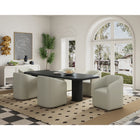Manhattan Comfort - Lot de 2 fauteuils de salle à manger modernes Anna ronds 23,23 po en similicuir gris pierre-Coussinets de pied en plastique lourd