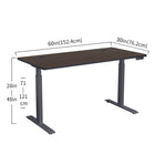 Motionwise - Bureau debout réglable en hauteur électrique de 60 - Noyer-Hauteur réglable de 71 cm à 122 cm (28 po à 48 po) avec fonction permettant de programmer facilement jusqu’à 4 réglages de hauteur