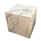 Plata Import Lucas II 15.75"H Square Side Table - Marble -Made from durable quartz-marble