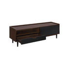 Manhattan Comfort - Meuble TV Duane 59,25 po style Mid-Century Modern - Marron Foncé et Noir-Recommandé pour écran TV de 55 pouces Comprend 2 ouvertures pour la gestion des câbles et des appareils