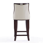 Manhattan Comfort - Emperor tabouret de bar traditionnel 19" en similicuir capitonné - blanc perle et noyer - lot de 3-22,5 po L x 20 po l x 41 po H