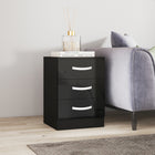 HOMCOM Modern Nightstand with 3 High Gloss Drawers for Bedroom - Black - Set of 2-3 slide-out drawers provide ample, independent space for your items