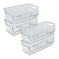Azar Small Stackable Plastic Narrow Pantry Storage Bin - 4.37" x 12.87" x 4.5" - Clear - 4 Pack-Set of 4 stackable bins