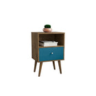Manhattan Comfort Liberty 1.0 Nightstand, Rustic Brown/Aqua (203AMC93)-Modern Nightstand for Bedroom or Living Room use.