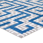 Modway - Nahia Labyrinthe géométrique Tapis de comédie 8 pi l x 10 pi L - Ivoire gris clair et bleu-Microfibre 100% polyester