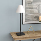 Hudson&Canal - Lampe de table Clement de 71 cm de haut avec abat-jour en tissu, - Bronze noirci/blanc-Une finition en bronze noirci fabriquée à la main est appliquée sur la base en métal élégante