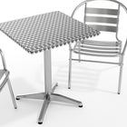 Flash Furniture – Table carrée de 23,5 po en aluminium avec 2 sièges à traverses, intérieur/extérieur (TLH24SQ017BCHR2)-Dessus de table lisse en acier inoxydable