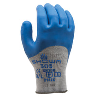 Atlas - Gants en latex de caoutchouc naturel avec revêtement antidérapant sur les articulations - Doublure polycoton - Bleu/gris - Taille M-Latex de caoutchouc naturel