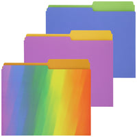 Merangue File Folders - Letter Size - Rainbow Radiance - 3 Pack-Reversible 1/2-cut file folders