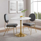 Modway Lippa 36" Round Wood Dining Table - Gold White-Chip-Resistant Metal Pedestal Base