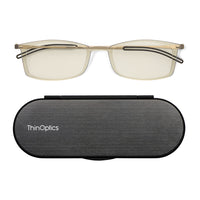 ThinOptics FrontPage Collection Glasses with Milano Black Case - Brooklyn - 2.0 - Clear-Product includes the ThinOptics Reading Glasses & the Universal Pod case featuring non-residue adhesive to stick onto your phone/case or any other hard & flat surface