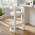 Modway Winslow Performance Velvet Bar Stool - Alabaster-Stain-Resistant Upholstery