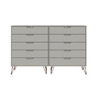 Manhattan Comfort Rockefeller Mid-Century Modern Bedroom Dresser 3-Piece Set - Off White-19.02" L x 69.72" W x 44.57" H
