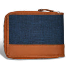 Champs - Portefeuille Zip Around en Cuir Denim - Beige/Bleu-Compartiment double pour billets
