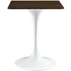Modway Lippa 24" Square Wood Dining Table - Walnut-Wood Top and Metal Base