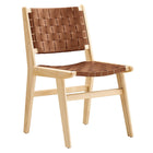 Modway - Saoirse Cuir Fauteuil d’accompagnement en bois Ensemble de 2 - Brun naturel-7