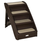 PawHut 4-Level Portable Foldable Dog Stairs - Dark Brown-Ideal for elderly pets or if they have mobility issues 