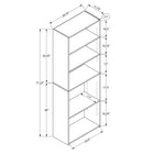 Monarch Specialties 7470 72"H Bookcase - White With 5 Shelves-12 lbs evenly distributed