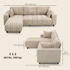 HOMCOM - Canapé sectionnel en L 3 places avec siège intégré - beige-Tissu aspect lin pour une excellente respirabilité 
