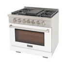 Kucht 36" KFX-X Series Pro Style Propane Gas Range - Stainless Steel/White-Liquid propane convertible