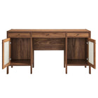 Modway Capri 58" Wood Grain Office Desk - Walnut-Assembly Required