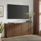 Modway Render 71" 4-Door Fluted Sideboard Cabinet TV Stand - Walnut-Soft-Close Hinges with Adjustable Shelving
