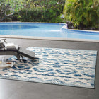 Modway - Reflect Treillis marocain en diamant abstrait Takara Tapis intérieur et extérieur de 8 pi l x 10 pi L - Ivoire et bleu-Tapis durable d’intérieur et d’extérieur