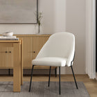 Manhattan Comfort - Chaise de salle à manger moderne Gracie 61,5 cm en similicuir blanc et noir-Caractéristiques du cadre et des pieds Choix entre acier noir entièrement soudé ou acier inoxydable doré
