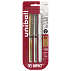 uni-ball Signo Gel Impact Pens - 1.0mm - Assorted Metallic - 3 Pack-Gel Pens