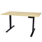 Ezywork Dual Motor 55" Long Electric Height Adjustable Standing Desk - 55" x 24" - Black Frame / Bright Wood Table Top-Eletric with DUAL MOTOR