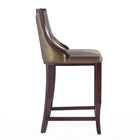 Manhattan Comfort Emperor 19" Traditional Faux Leather Upholstered Bar Stool - Bronze and Walnut - 2 Pack-Seat Height: 27"