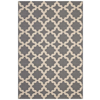 Modway Cerelia Moroccan Trellis Indoor/Outdoor Area Rug - 5 ft W x 8 ft L - Grey/Beige-Moroccan Trellis Area Rug