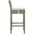 Modway Conduit Outdoor Patio Wicker Rattan Bar Stool - Light Gray White-Powder-Coated Aluminum Frame