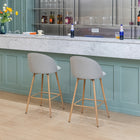 Homy Casa - Tabourets de bar hauteur comptoir de 26'' avec siège en tissu gris rembourré - Paquet de 2-Repose-Pieds Intégré : Repose-pieds intégré pour un confort accru et une posture détendue.
