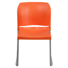 Flash Furniture HERCULES Series Orange Full Back Contoured Stack Chair with Grey Powder Coated Sled Base-Floor Protector Plastic Glides