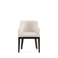Manhattan Comfort Gansevoort 22.5" Modern Faux Leather Upholstered Dining Armchair - Cream-Modern Dining Chair for Dining Room and Task Use