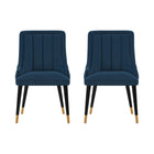 Manhattan Comfort - Lot de 2 chaises de salle à manger modernes Eda 58 cm, revêtement en velours bleu nuit-Chaise de salle à manger moderne pour salle à manger et usage de chaise de travail