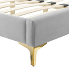 Modway Sienna Performance Velvet Twin Platform Bed with Gold Metal Legs - Light Grey-Gold Metal Legs With Non-Marking Caps